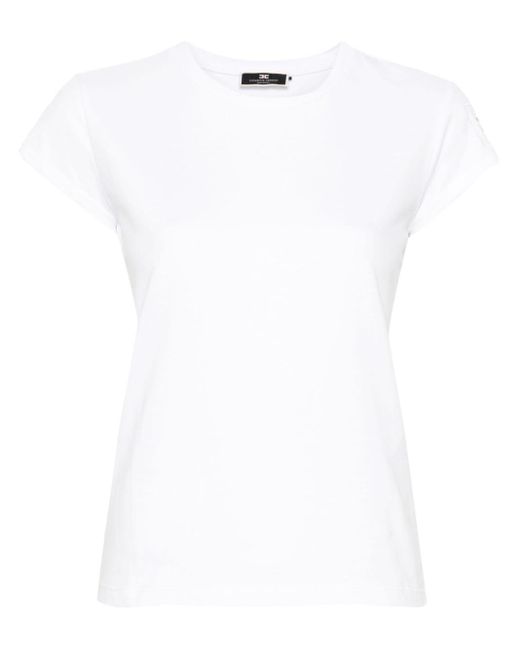 Elisabetta Franchi White T-Shirt mit Monogramm-Stickerei