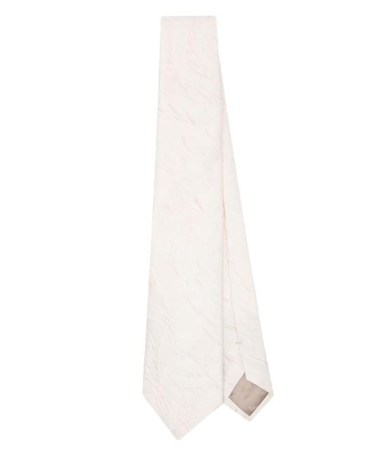 Cravate satinée à effet froissé Emporio Armani pour homme en coloris White