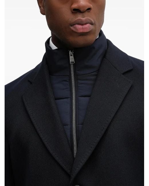 Boss Blue Button-Up Coat for men