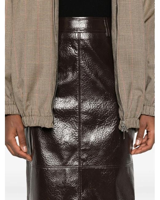 Frankie Shop Taney Midi-Rok Met Gebarsten Effect in het Black