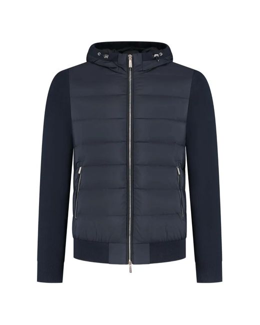 Moorer Blue Lenz-S3L Quilted Hooded Jacket for men