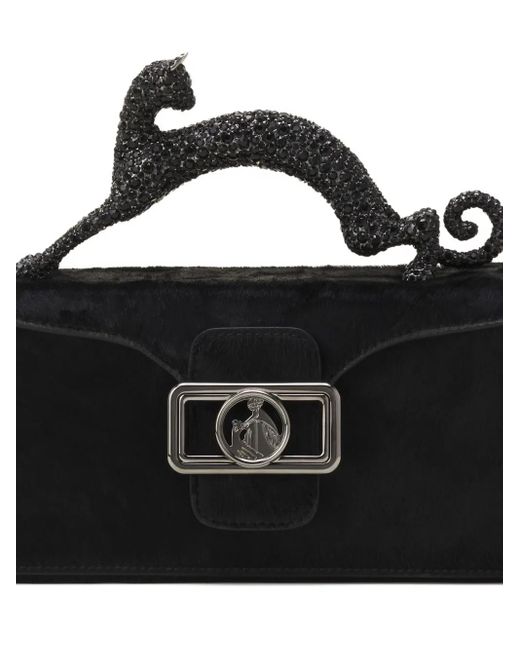 Lanvin Black Pencil Cat Leather Crossbody Bag