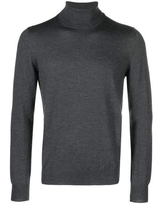 Tagliatore Gray Roll-Neck Virgin Wool Jumper for men
