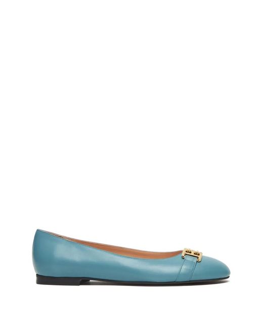 Bally Blue Logo-Plaque Ballet Flats