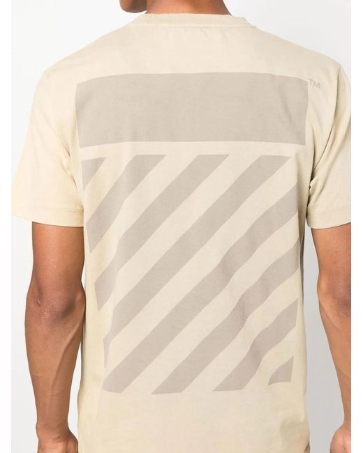 Off-White c/o Virgil Abloh Natural Logo-Print Short-Sleeve T-Shirt for men