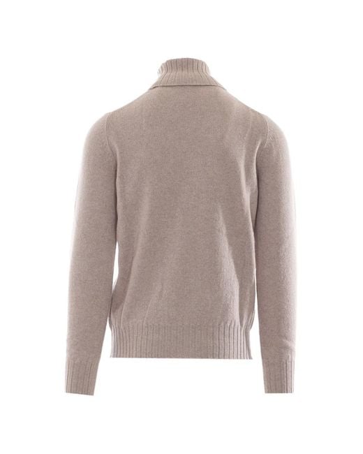 Alpha Studio Gray Roll-Neck Knitted Sweater for men