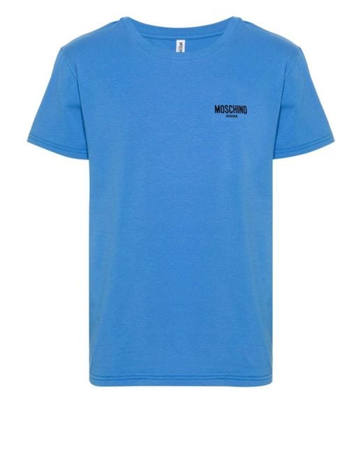 Camiseta con letras del logo Moschino de hombre de color Blue