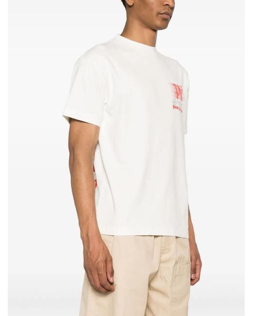 Palm Angels White X Moneygram Haas F1 Cotton T-Shirt
