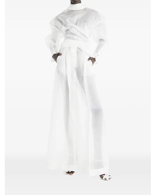 A.W.A.K.E. MODE White Twisted Sheer Shirt