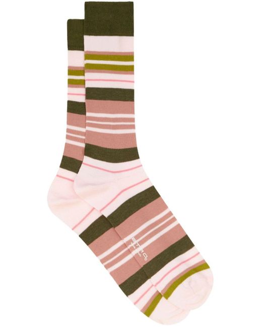 Etro Green Logo-print Striped Socks for men