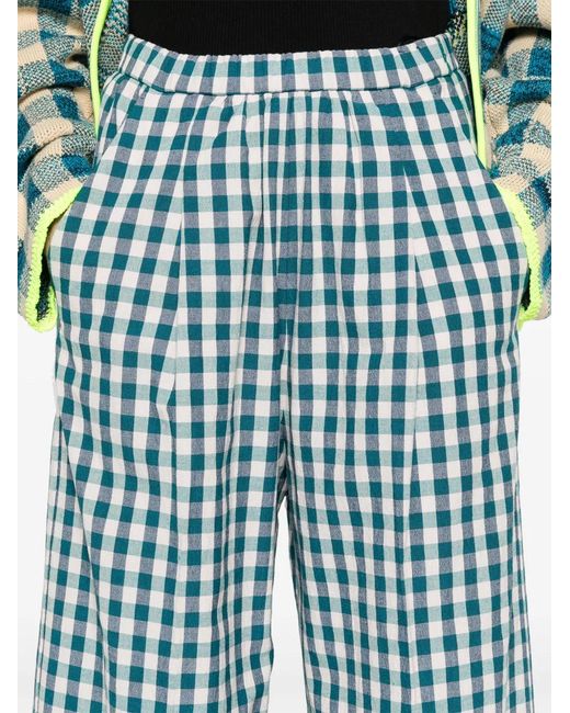 Forte_forte Blue Check-Pattern Trousers