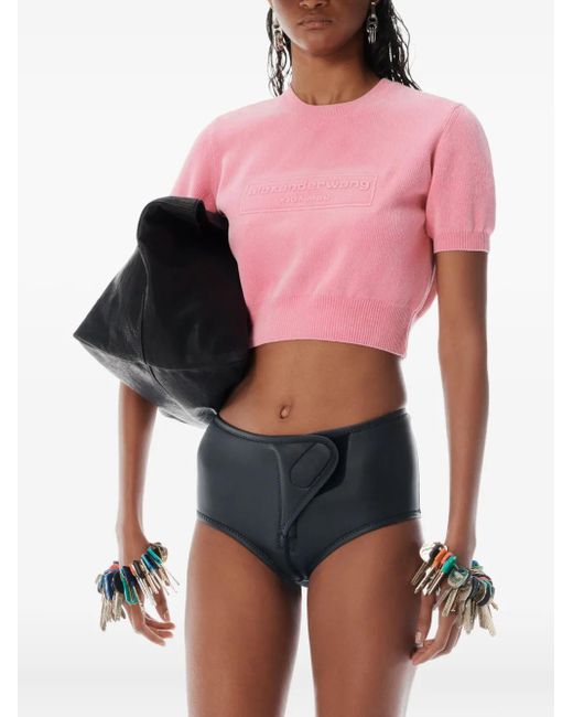 Top con logo en relieve Alexander Wang de color Pink