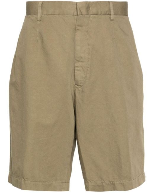 Zegna Natural Pleated Cotton Shorts for men