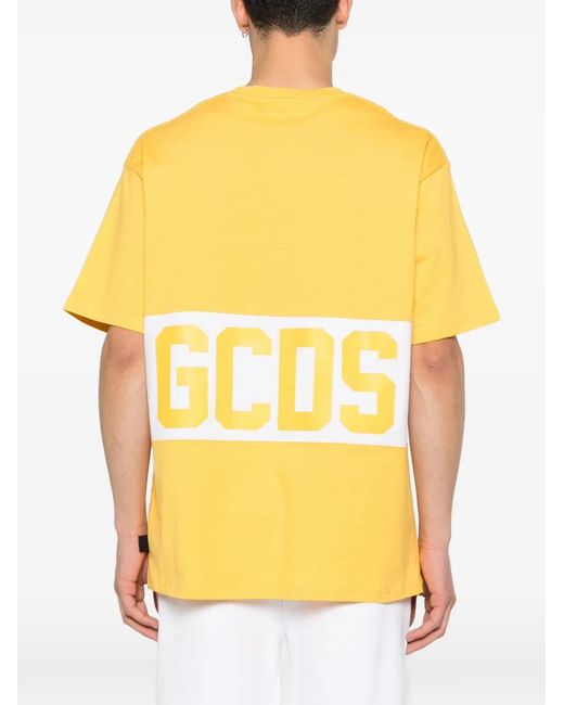 Gcds Yellow Logo Striped T-Shirt for men