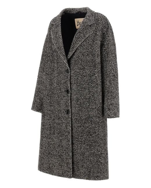 Herno Gray Herringbone Coat