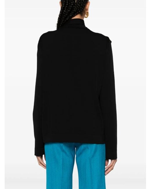 Jil Sander Black Scarf-Detailed Knit Top