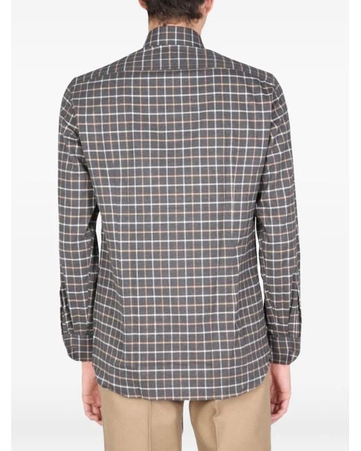 Lardini Gray Checked-Pattern Shirt for men