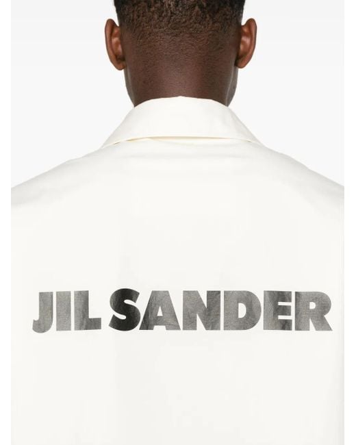 Jil Sander White Logo-Print Jacket for men