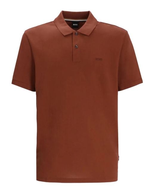 Polo de manga corta Boss de hombre de color Brown
