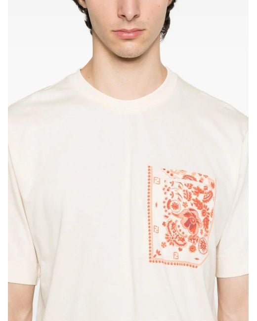 Camiseta con estampado floral Fendi de hombre de color White