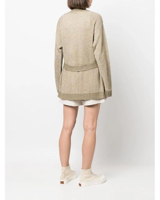 Woolrich Natural Tie-Fastening Knitted Cardigan