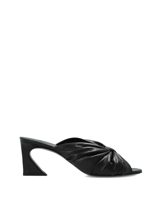 Fendi Black Arco Twisted-Upper Leather Sandals