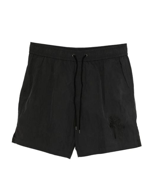 James Perse Men's Black Palm-Embroidered Deck Shorts