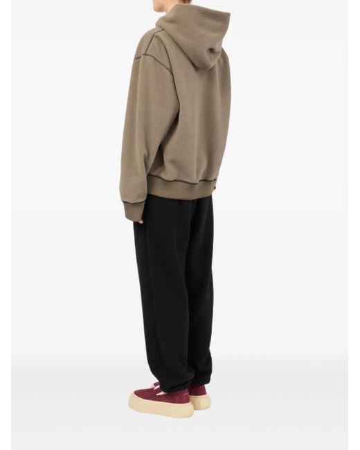 MM6 by Maison Margiela Natural Slogan-Embroidered Hoodie