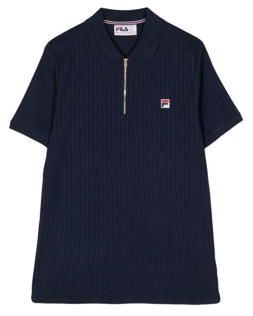 Fila Blue Ribbed Cotton Polo Shirt for men