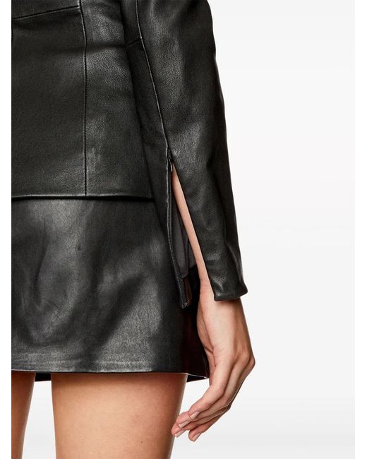 DIESEL Black L-Sory-N1 Logo-Appliqué Leather Jacket