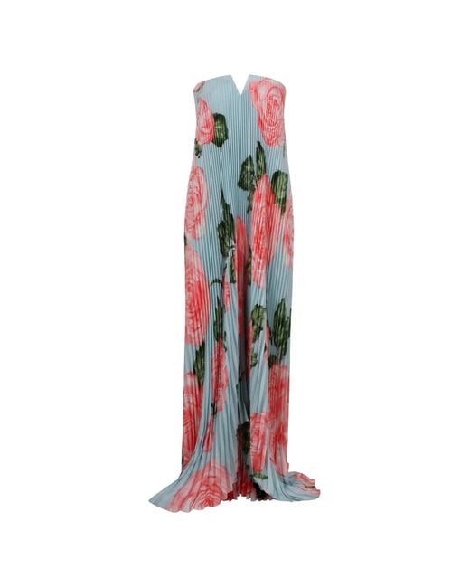 L'idée White Tie Pleated Floral-Print Maxi Dress