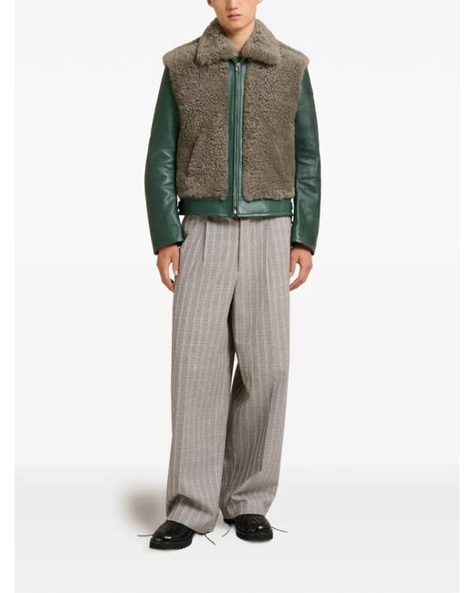 Marni Green Veste En Peau Lainée for men