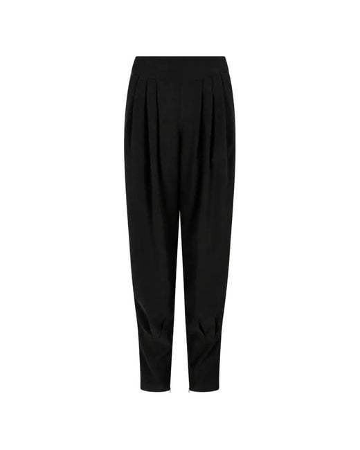 Giorgio Armani Black Pleated Tapered Trousers