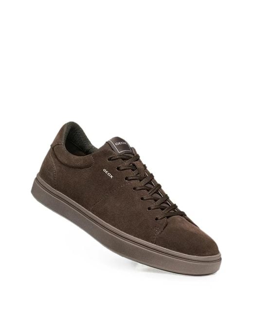 Geox Brown Baltmoore Logo-Print Suede Sneakers for men