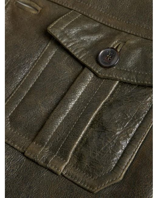 メンズ Etro シアリングカラー レザージャケット Green