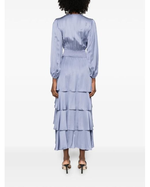Maje Blue Ruffled Maxi Dress
