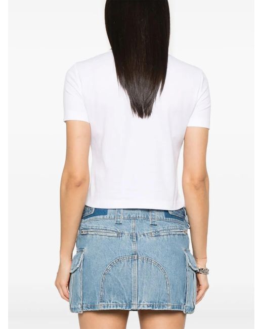 Versace Jeans Couture White Embroidered-Logo Polo Top