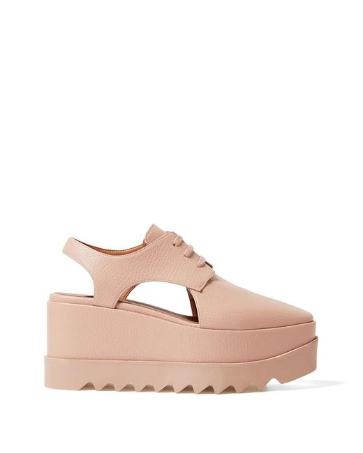 Stella McCartney Pink Elyse Cut-Out Wedge Derby Shoes