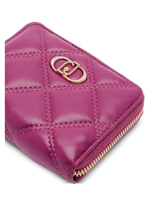 Liu Jo Purple Monogram-Plaque Quilted Wallet