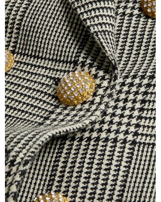 Valentino Garavani Gray Houndstooth-Pattern Virgin-Wool Blazer