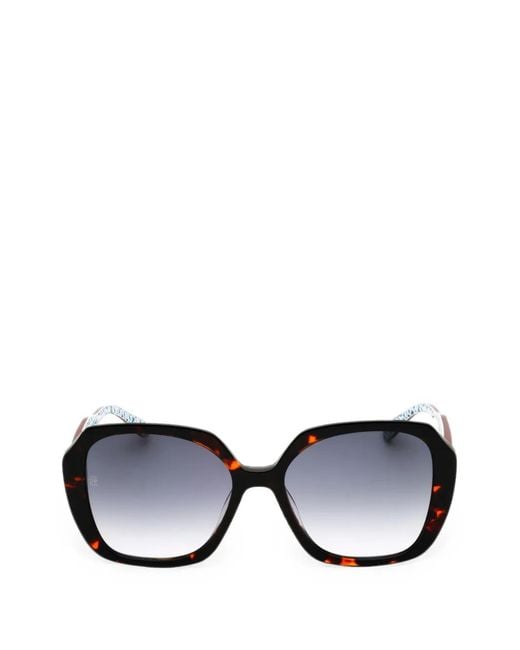 Tommy Hilfiger Black Tortoiseshell-Effect Geometric-Frame Sunglasses