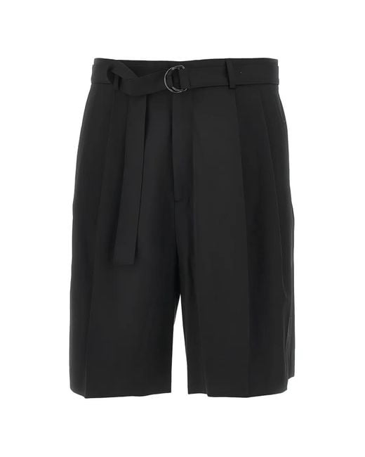 Cmmn Swdn Black Belted Pleated Shorts for men