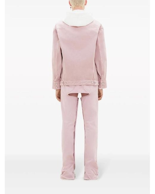 Courreges Pink Notched-Collar Cotton Denim Jacket for men