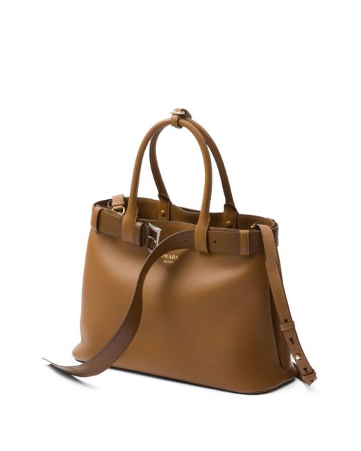 Prada Brown Large Belted Leather Handbag