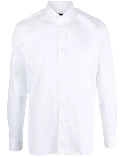 Tagliatore White Cutaway-Collar Cotton Shirt for men