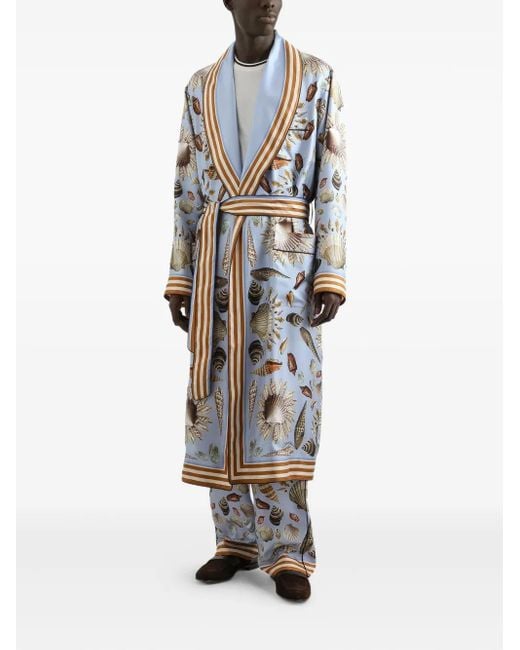 Dolce & Gabbana White Shell-Patterned Robe