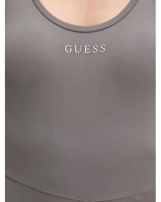 Guess Gray Logo-Embellished Jumpsuit