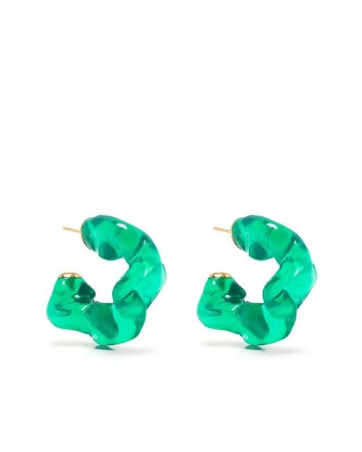 Completedworks Green Ruffle Abstract Hoop Earrings