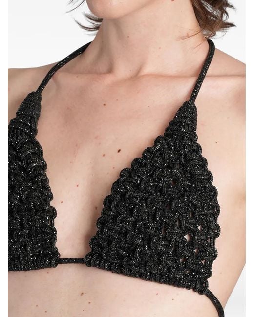 HIBOURAMA Black Diamond Crystal-Embellished Top