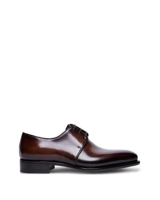 Santoni Brown Leather Derby Shoes for men